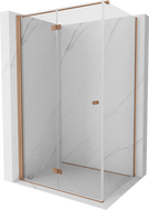 Сгъваема лява душ кабина Mexen Mist-F T 80 x 95 см, прозрачна, матирана мед - 8A6T-080-095-65-00-L