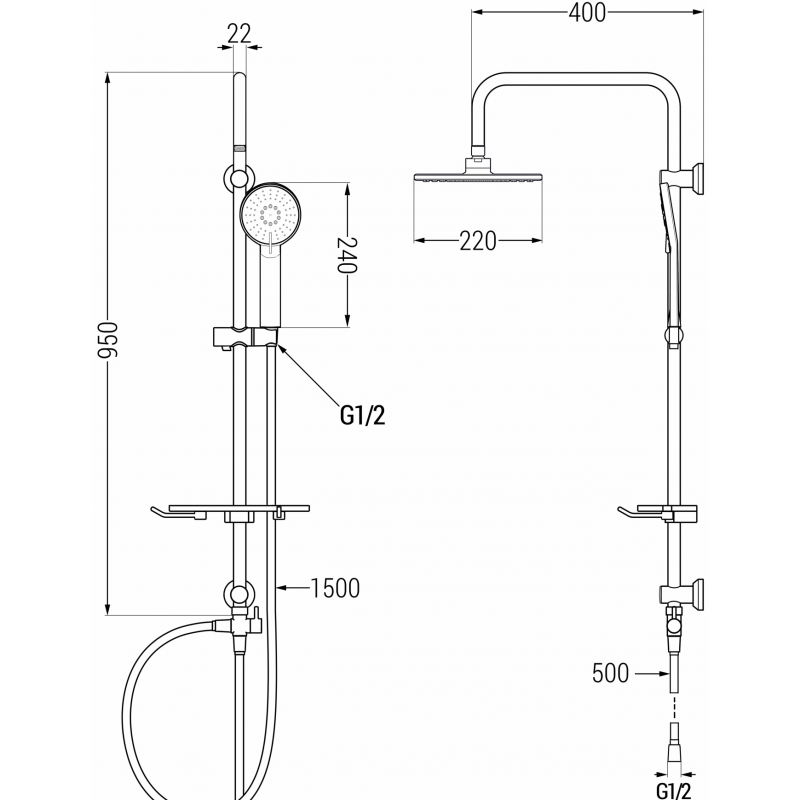 Mexen T40 душ колона, графит - 798404093-66