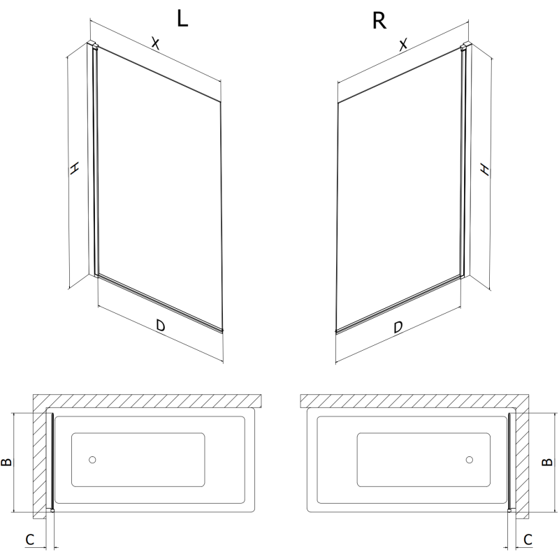 Mexen Mist параван за вана 1-крилен 70 x 150 cm, прозрачен, златен - 8A9-070-001-50-00