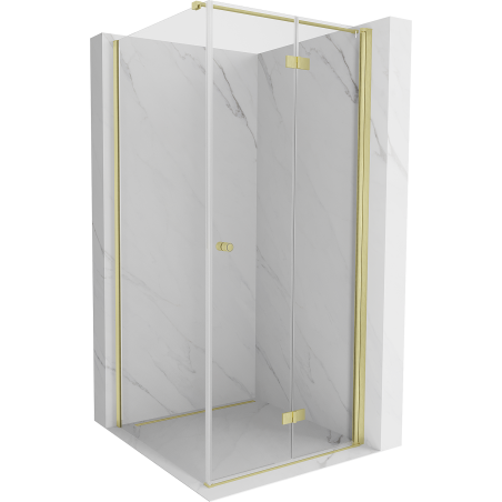 Mexen Mist-F T сгъваема дясна душ кабина 95 x 95 см, прозрачна, матирано златно - 8A6T-095-095-55-00-P