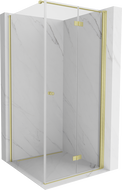 Mexen Mist-F T сгъваема дясна душ кабина 95 x 95 см, прозрачна, матирано златно - 8A6T-095-095-55-00-P