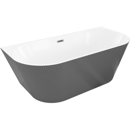 Mexen Oris свободно стояща стена за баня с оребрен десен 150 x 75 см, бяла/сива, прелив gun gray четка - 52871507562-66