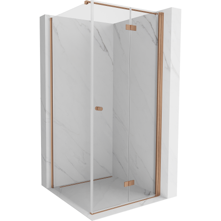 Mexen Mist-F T сгъваема душ кабина дясна 85 x 85 см, прозрачна, матирана мед - 8A6T-085-085-65-00-P