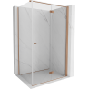 Сгъваема дясна душ кабина Mexen Mist-F T 100 x 85 см, прозрачна, матирани медни елементи - 8A6T-100-085-65-00-P