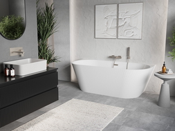 Mexen Oris свободностояща вана за монтиране към стената, оребрена 170 x 80 cm, бяла, преливник от четкан никел - 52871708000-97