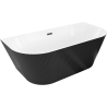 Mexen Oris самостоятелна вана до стена, оребрена, 170 x 80 см, бяла/черна, черен преливник - 52871708075-70