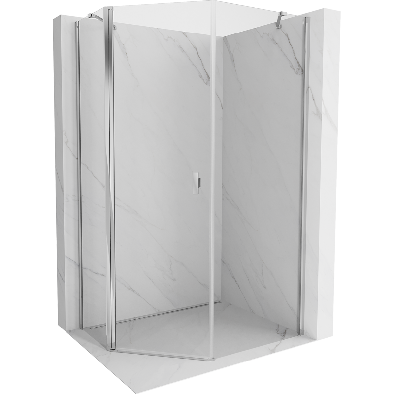 Mexen Mist петстенна асиметрична плъзгаща се душ кабина 80 x 90 см, прозрачна, хром - 8A8-080-090-01-00