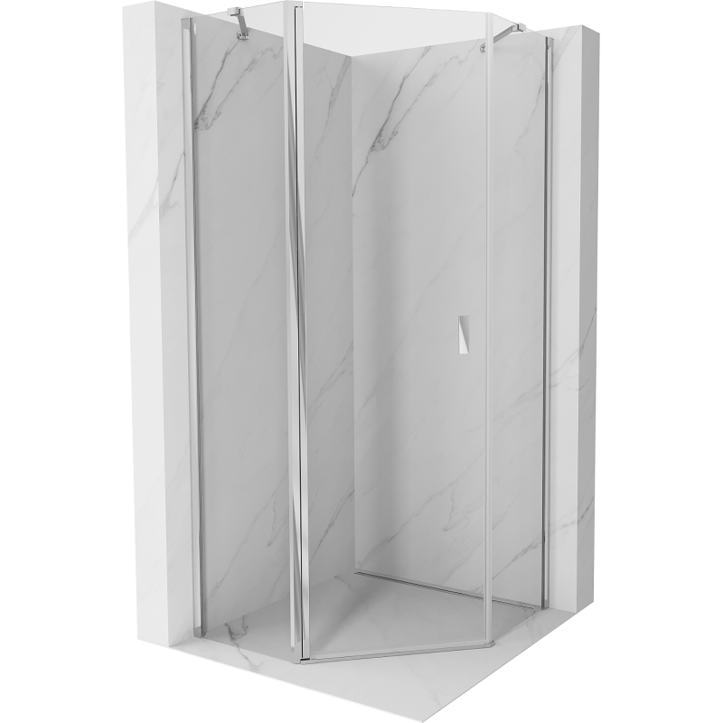 Mexen Mist петстенна душ кабина с отваряща се врата 90 x 90 см, прозрачна, хром - 8A8-090-090-01-00