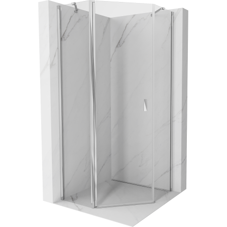 Mexen Mist петстенна душ кабина с отваряща се врата 90 x 90 см, прозрачна, хром - 8A8-090-090-01-00