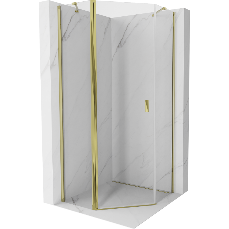 Mexen Mist петостенна душ кабина с врата 80 x 80 см, прозрачна, златна - 8A8-080-080-50-00