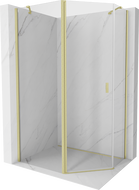 Mexen Mist петстенна асиметрична отваряща се душ кабина 100 x 80 см, прозрачна, златиста матова - 8A8-100-080-55-00