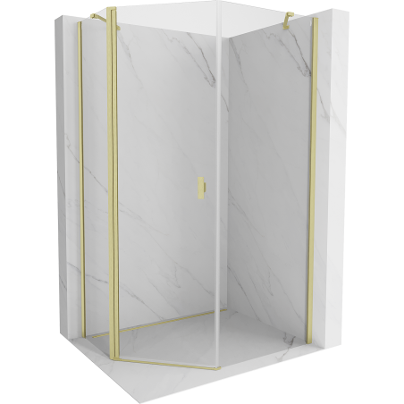Mexen Mist петстенна асиметрична душ кабина 80 x 90 см, прозрачна, златиста четка - 8A8-080-090-55-00