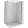 Mexen Mist петстенна асиметрична душ кабина 80 x 90 см, прозрачна, златиста четка - 8A8-080-090-55-00