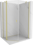 Mexen Mist петстенна асиметрична душ кабина 80 x 90 см, прозрачна, златиста четка - 8A8-080-090-55-00