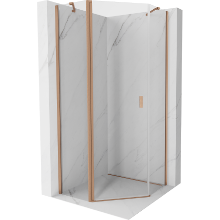 Mexen Mist петстенна душ кабина, отваряеми врати 80 x 80 см, прозрачно стъкло, четкана мед - 8A8-080-080-65-00