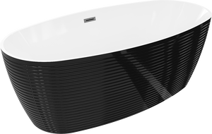 Mexen Lira свободностояща вана модел 170 x 80 см, бяла/черна, преливник gun metal - 52831708075-95
