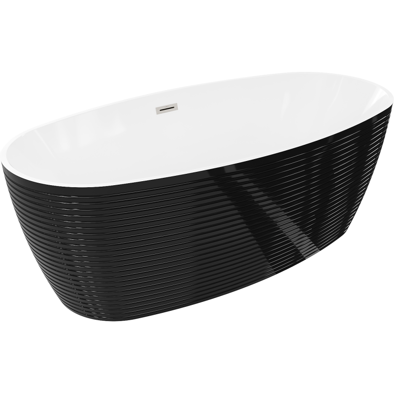 Mexen Lira свободностояща вана модел 170 x 80 cm, бяла/черна, преливник никел полиран - 52831708075-97