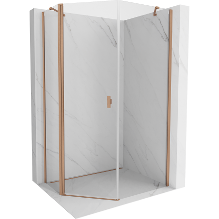 Mexen Mist петстенна асиметрична врата за душ кабина 80 x 100 см, прозрачна, медни сатенирани - 8A8-080-100-65-00