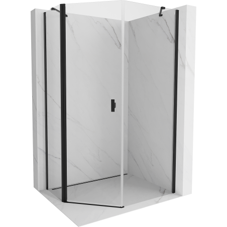 Mexen Mist асиметрична петстенна душ кабина с отваряне 90 x 100 cm, прозрачна, черна - 8A8-090-100-70-00