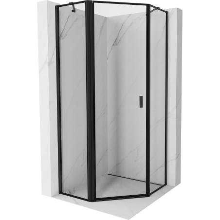 Mexen Mist петостенна душ кабина с люлееща се лява врата 80 x 80 см, черна рамка, черна - 8A8-080-080-70-70-L