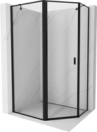 Mexen Mist петстенна асиметрична душ кабина с лява врата 90 x 80 см, черна рамка, черен - 8A8-090-080-70-70-L