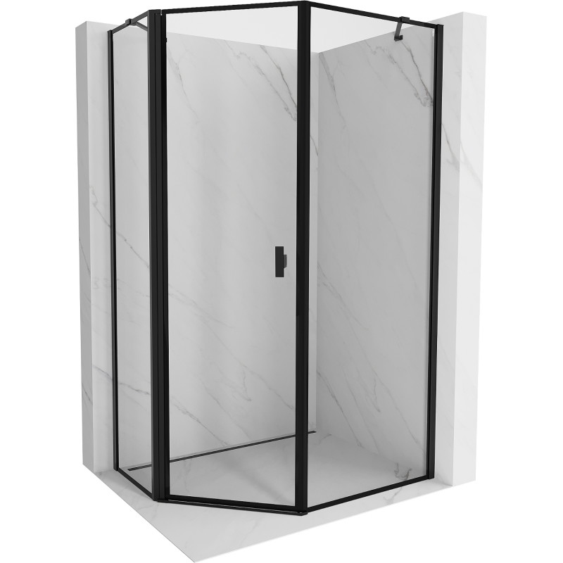 Mexen Mist асиметрична лява душ кабина с пет стени 80 x 90 см, черна рамка,