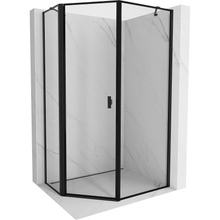 Mexen Mist асиметрична лява душ кабина с пет стени 80 x 90 см, черна рамка,