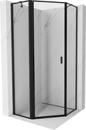 Mexen Mist петоъгълна душ кабина с отваряеми врати, лява, 90 x 90 см, черен кант, черна - 8A8-090-090-70-70-L