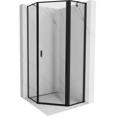 Mexen Mist петстенна душ кабина с отваряща се дясна врата 90 x 90 см, черна рамка, черно - 8A8-090-090-70-70-P