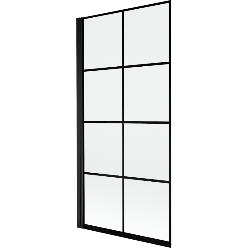 Mexen Mist параван за вана 1-крила лява 90 x 150 см, черна решетка, черен - 8A9-090-001-70-77-L