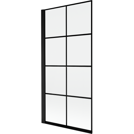 Mexen Mist параван за вана 1-крила лява 90 x 150 см, черна решетка, черен - 8A9-090-001-70-77-L