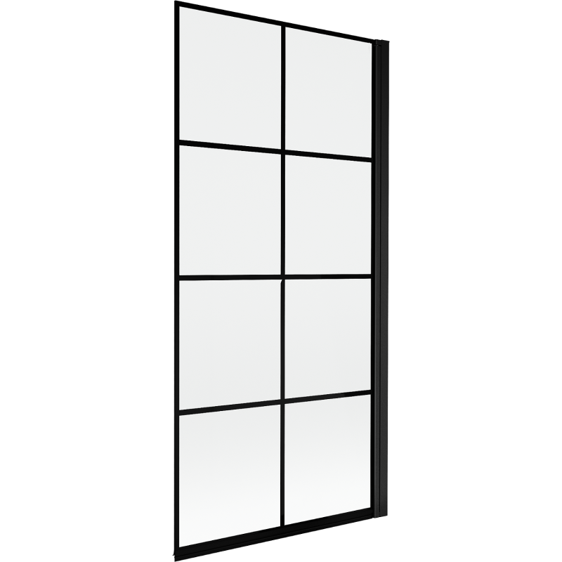 Mexen Mist параван за вана 1-крило десен 90 x 150 см, черна решетка, черен - 8A9-090-001-70-77-P