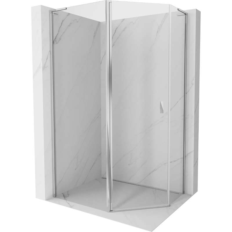 Mexen Mist L асиметрична петоъгълна душ кабина 90 x 80 см, прозрачна, хром - 8A8L-090-080-01-00