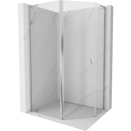 Mexen Mist L асиметрична петоъгълна душ кабина 90 x 80 см, прозрачна, хром - 8A8L-090-080-01-00