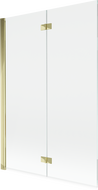 Mexen Mist параван за вана, двукрила, лява, 120 x 150 см, прозрачен, златен - 8A9-120-002-50-00-L