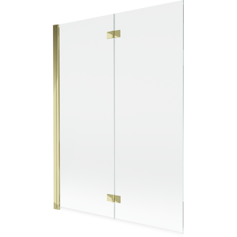 Mexen Mist параван за вана 2-крилен ляв 130 x 150 см, прозрачен, златист - 8A9-130-002-50-00-L