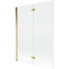 Mexen Mist параван за вана 2-крилен ляв 130 x 150 см, прозрачен, златист - 8A9-130-002-50-00-L