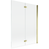 Mexen Mist параван за вана, 2-крила, десен 130 x 150 см, прозрачен, златист - 8A9-130-002-50-00-P