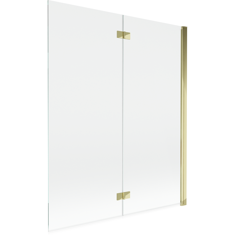 Mexen Mist параван за вана, двукрилен, десен 140 x 150 см, прозрачен, златист - 8A9-140-002-50-00-P