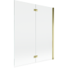 Mexen Mist параван за вана, двукрилен, десен 140 x 150 см, прозрачен, златист - 8A9-140-002-50-00-P