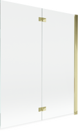 Mexen Mist параван за вана, двукрилен, десен 140 x 150 см, прозрачен, златист - 8A9-140-002-50-00-P