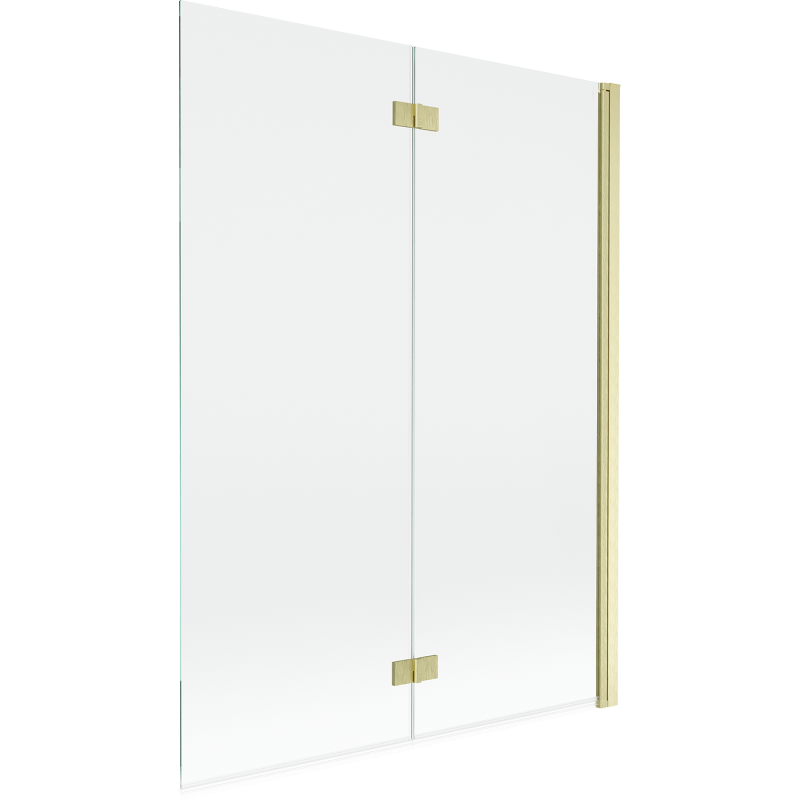 Mexen Mist параван за вана, двукрил 130 x 150 cm, прозрачен, златно четкан - 8A9-130-002-55-00-P