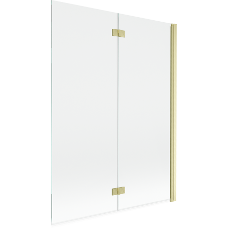 Mexen Mist параван за вана, двукрил 130 x 150 cm, прозрачен, златно четкан - 8A9-130-002-55-00-P