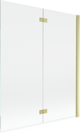 Mexen Mist параван душ двукрилен десен 140 x 150 см, прозрачен, златист матиран - 8A9-140-002-55-00-P