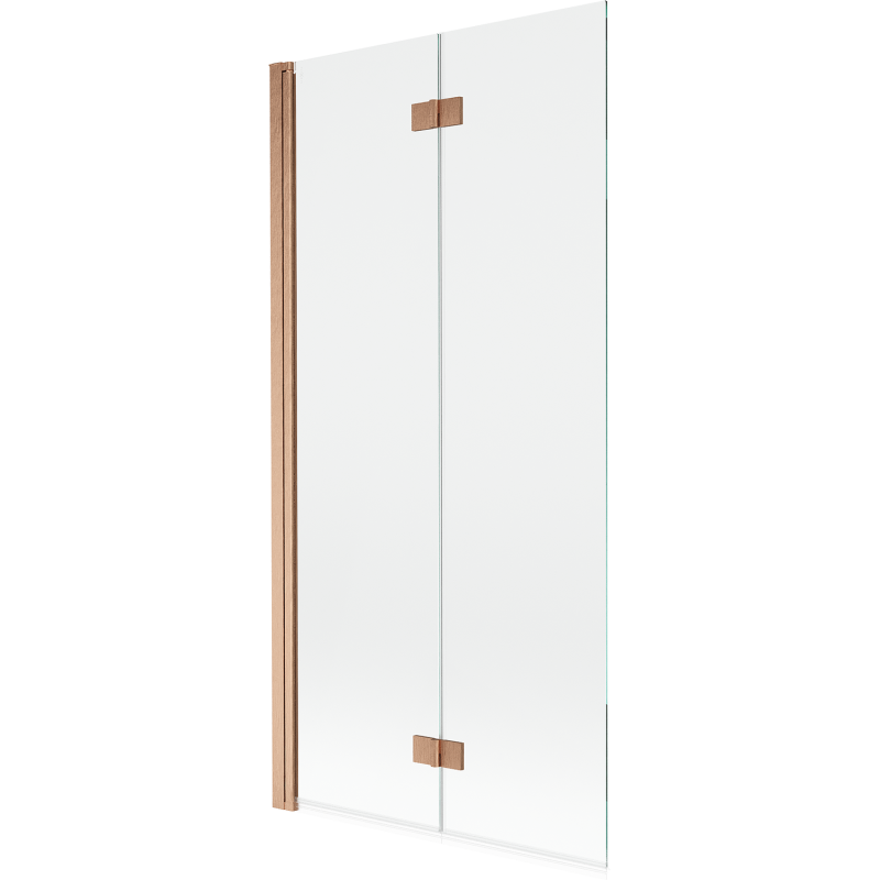Mexen Mist двукрилен ляв параван за вана 90 x 150 см, прозрачен, четкана мед - 8A9-090-002-65-00-L