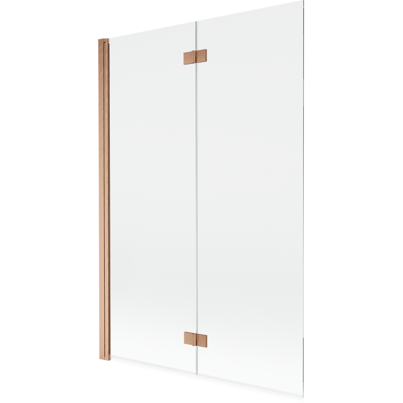Mexen Mist параван за вана 2-крилен ляв 120 x 150 cm, прозрачен, четкан мед - 8A9-120-002-65-00-L