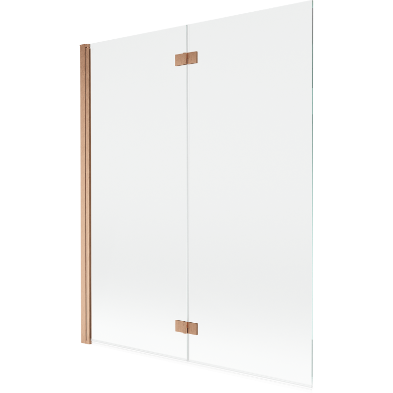 Mexen Mist двукрилен ляв параван за вана 140 x 150 cm, прозрачен, четкана мед - 8A9-140-002-65-00-L