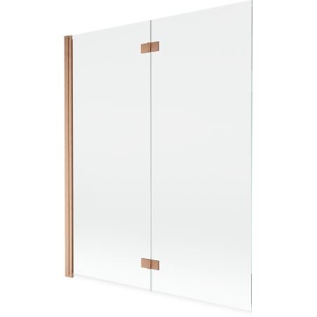 Mexen Mist двукрилен ляв параван за вана 140 x 150 cm, прозрачен, четкана мед - 8A9-140-002-65-00-L
