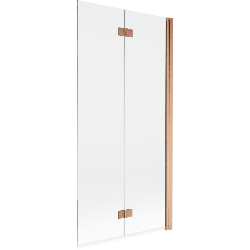 Mexen Mist параван за вана, 2-крила, десен, 90 x 150 см, прозрачен, четкана мед - 8A9-090-002-65-00-P