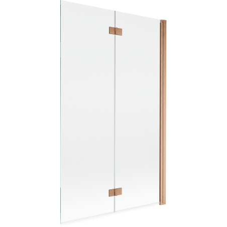 Mexen Mist параван за вана, двукрилен, десен, 110 x 150 см, прозрачен, четкана мед - 8A9-110-002-65-00-P